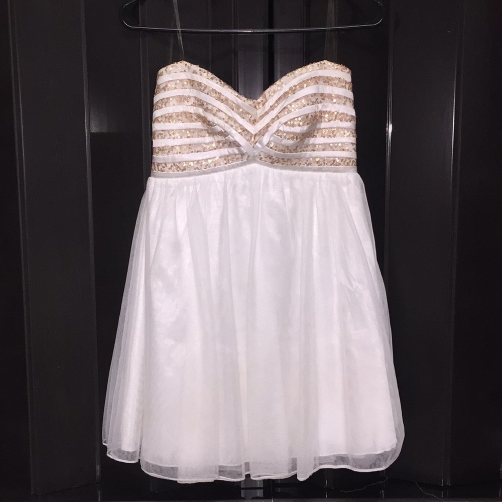 Gold / White Strapless Dress